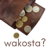 geopende portemonnee met kleingeld en als titel wakosta?